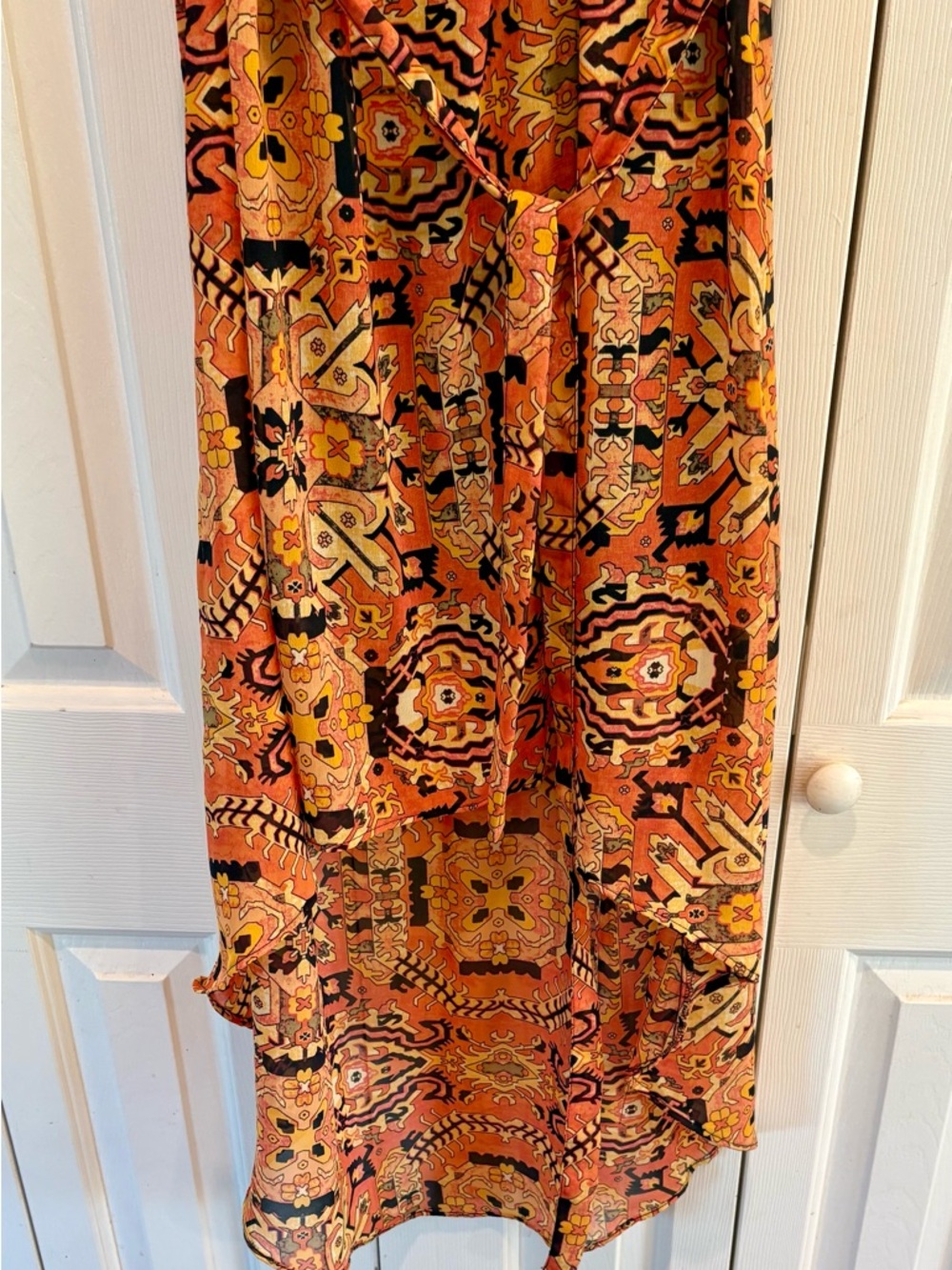 Truth NYC Women Sun Dress Orange Pattern Long Racerback Hi-Lo Medium NWT - Picture 5 of 9